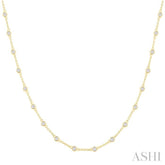 1.00 Ctw Bezel Set Round Cut Diamond Station Necklace in 14K Yellow Gold